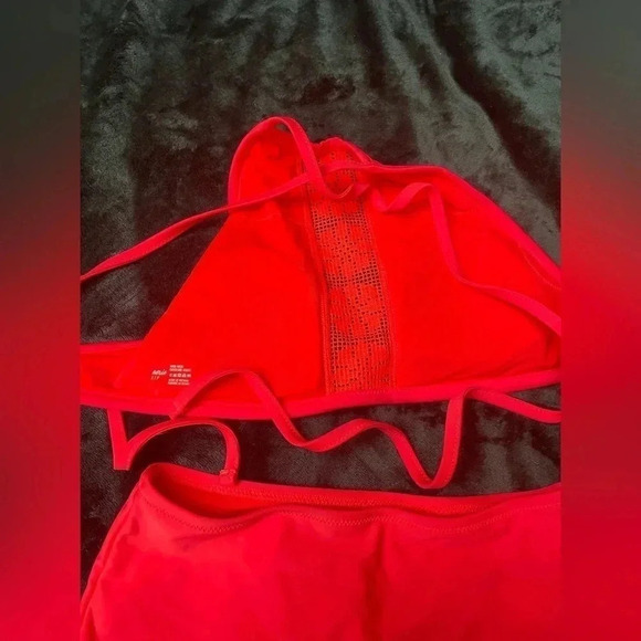 Aerie Bright High Neck Halter Matching Cheeky High Waist Bikini Swim Set XS #220 - Picture 3 of 6